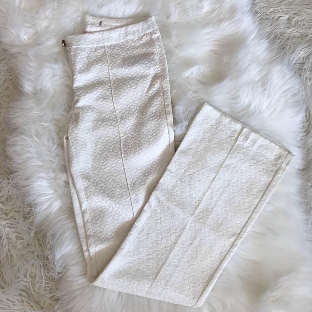 Forever 21 Baroque Print-Embossed Ivory Dress Pant